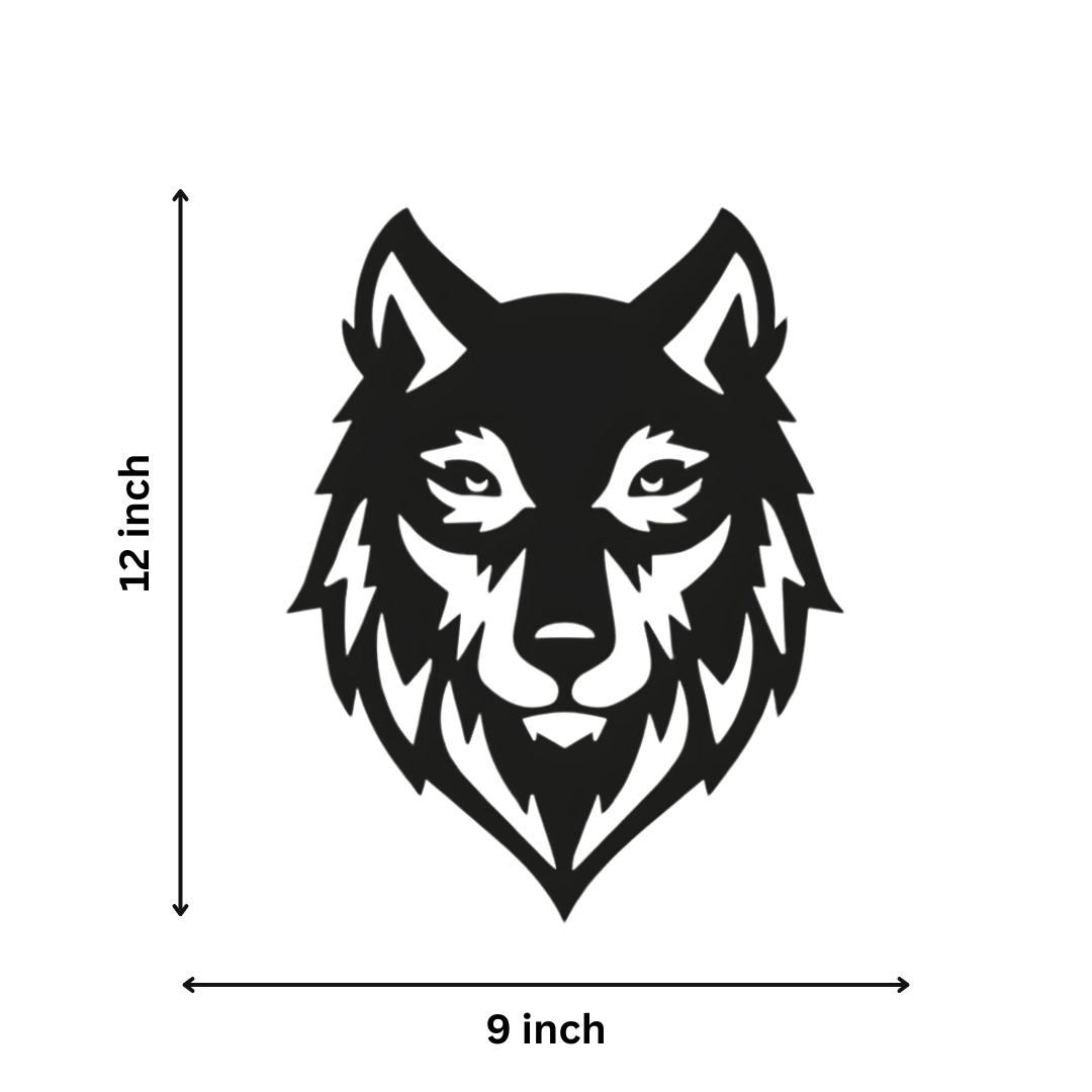 Fierce Wolf Face Metal Wall Art – 12 x 10 Inch Black Décor